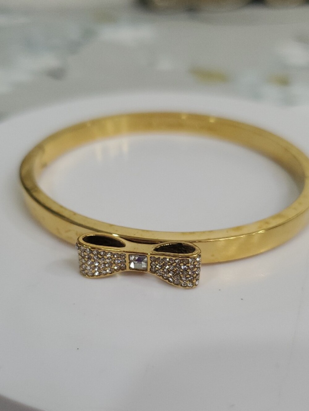 kate spade Gold Bow Pavé Crystal Bangle Bracelet - Picture 3 of 11
